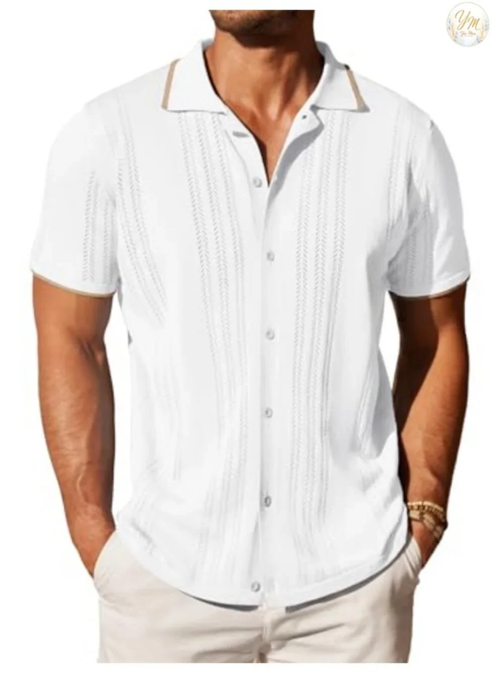 Men's Knit Polo Shirt Short Sleeve Casual Button Down